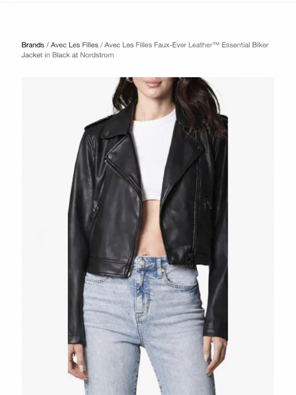 Avec Les Filles Faux-Ever vegan Leather™ Essential Biker Jacket in Black size XL